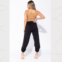 Load image into Gallery viewer, Black Tie Waist Oversized Joggers