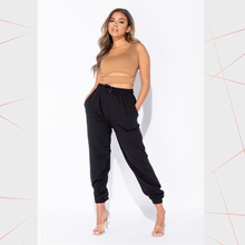 Load image into Gallery viewer, Black Tie Waist Oversized Joggers
