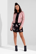 Load image into Gallery viewer, High Shine Cropped Biker Jacket in Pink & Black