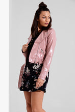 Load image into Gallery viewer, High Shine Cropped Biker Jacket in Pink & Black