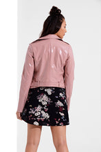 Load image into Gallery viewer, High Shine Cropped Biker Jacket in Pink & Black
