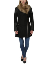 Load image into Gallery viewer, Wool Mix Coat With Faux Leather Trims