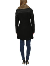 Load image into Gallery viewer, Wool Mix Coat With Faux Leather Trims