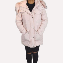 Load image into Gallery viewer, Padded Coat With Faux Fur Trimmed Hood BABY PINK