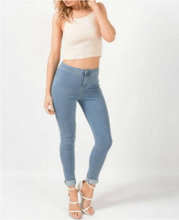 Load image into Gallery viewer, High Waist Blue Denim Stretch Super Skinny Jegging's