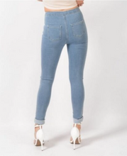 Load image into Gallery viewer, High Waist Blue Denim Stretch Super Skinny Jegging's