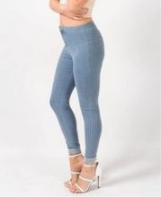 Load image into Gallery viewer, High Waist Blue Denim Stretch Super Skinny Jegging's