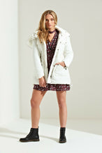 Load image into Gallery viewer, Padded Coat With Faux Fur Trimmed Hood WHITE