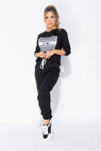 Load image into Gallery viewer, D'or Sweatshirt and Joggers Lounge Set in Black