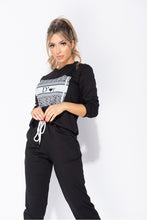 Load image into Gallery viewer, D'or Sweatshirt and Joggers Lounge Set in Black
