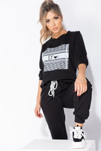 Load image into Gallery viewer, D'or Sweatshirt and Joggers Lounge Set in Black