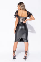 Load image into Gallery viewer, Black Faux Leather Midi Skirt