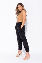 Load image into Gallery viewer, Black Tie Waist Oversized Joggers