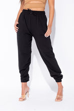 Load image into Gallery viewer, Black Tie Waist Oversized Joggers