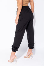 Load image into Gallery viewer, Black Tie Waist Oversized Joggers