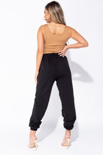 Load image into Gallery viewer, Black Tie Waist Oversized Joggers