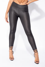Load image into Gallery viewer, Black Wet Look High Waisted Leggings