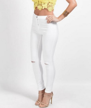 Load image into Gallery viewer, High Waist Ripped Stretch Skinny Jegging's In White