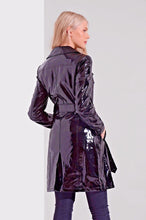 Load image into Gallery viewer, High Shine Black Double Breasted Trench Coat