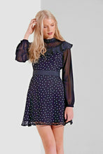 Load image into Gallery viewer, Long Sleeved Black & White Spotted Mini Dress