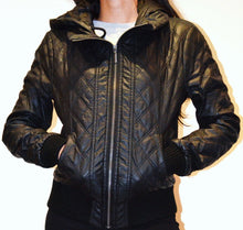 Load image into Gallery viewer, Faux Leather Waist Length Casual Bomber Jacket
