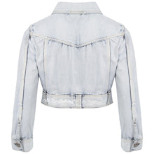 Load image into Gallery viewer, Pale Wash Cropped Denim Jacket