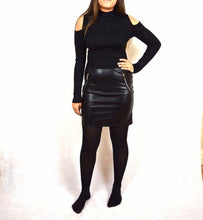 Load image into Gallery viewer, Glitter Cold Shoulder Ribbed Cropped Top In Black