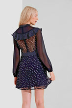 Load image into Gallery viewer, Long Sleeved Black & White Spotted Mini Dress