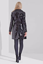 Load image into Gallery viewer, High Shine Black Double Breasted Trench Coat