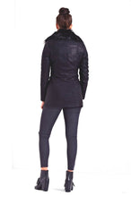 Load image into Gallery viewer, Black Leather Look Jacket With Faux Fur