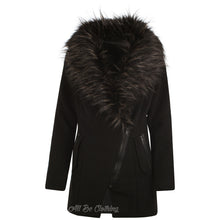 Load image into Gallery viewer, Faux Fur Collar Hip Length Coat