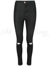 Load image into Gallery viewer, Black Stretch High Waist Skinny Ripped Jeans