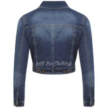 Load image into Gallery viewer, Cropped Stretch Dark Denim Cotton Blend Jacket