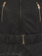 Load image into Gallery viewer, Black Faux Leather Look Coat With Faux Fur Trimmed Hood