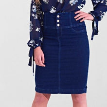 Load image into Gallery viewer, High Waist Indigo Blue Denim Skirt