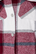 Load image into Gallery viewer, Wine Oversized Checked Patch Pocket Shacket