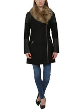 Load image into Gallery viewer, Wool Mix Coat With Faux Leather Trims
