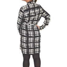 Load image into Gallery viewer, Long Sleeved Black Checked Plaid Shirt Dress
