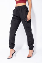 Load image into Gallery viewer, Black Elasticated Waist Cargo Trouser
