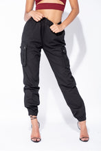 Load image into Gallery viewer, Black Elasticated Waist Cargo Trouser
