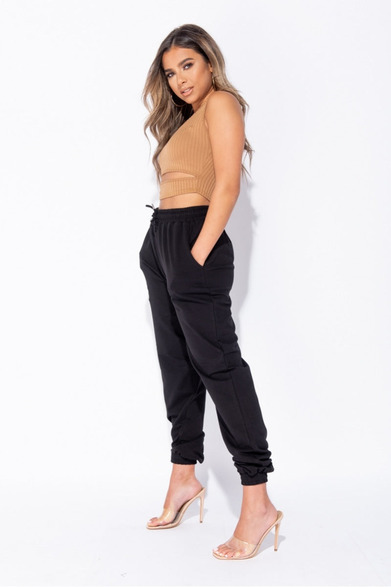 High waist hot sale black joggers