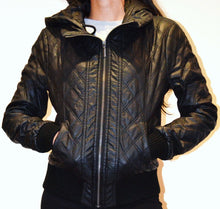 Load image into Gallery viewer, Faux Leather Waist Length Casual Bomber Jacket
