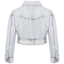 Load image into Gallery viewer, Pale Wash Cropped Denim Jacket
