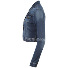 Load image into Gallery viewer, Cropped Stretch Dark Denim Cotton Blend Jacket
