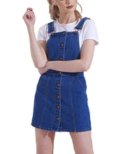 Load image into Gallery viewer, Women&#39;s Denim Blue Button Pinafore Dress

