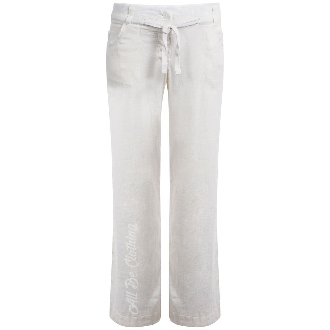 Wide Leg Linen Trousers White