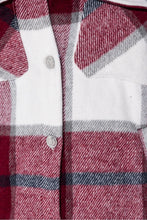 Load image into Gallery viewer, Wine Oversized Checked Patch Pocket Shacket
